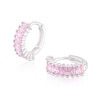 Thumbnail Image 0 of Sterling Silver Pink Cubic Zirconia Hoop Earrings