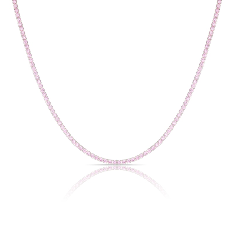 Main Image 1 of Sterling Silver Pink Cubic Zirconia Tennis Choker Necklace