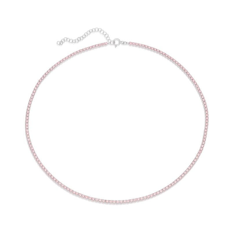 Main Image 2 of Sterling Silver Pink Cubic Zirconia Tennis Choker Necklace