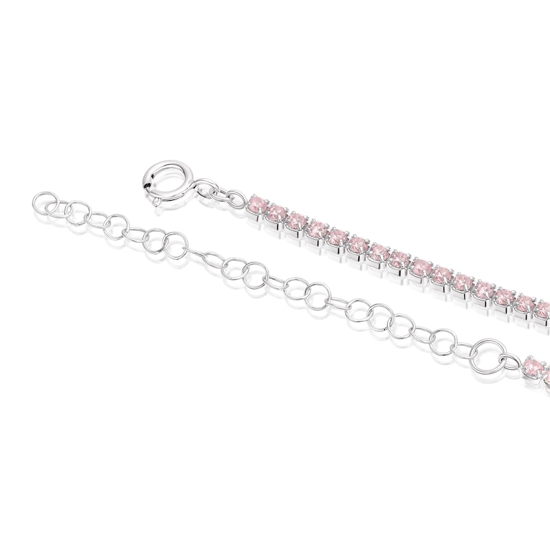 Main Image 3 of Sterling Silver Pink Cubic Zirconia Tennis Choker Necklace