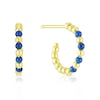 Thumbnail Image 0 of 9ct Yellow Gold Blue Beaded Open Hoop Earrings