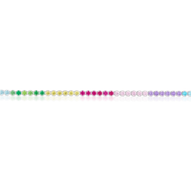 Main Image 2 of Sterling Silver Multicoloured Cubic Zirconia Tennis Bracelet