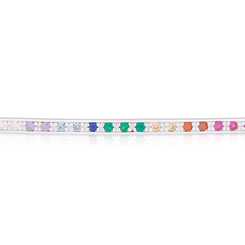 Main Image 2 of Sterling Silver Multicoloured Cubic Zirconia Bar Bracelet