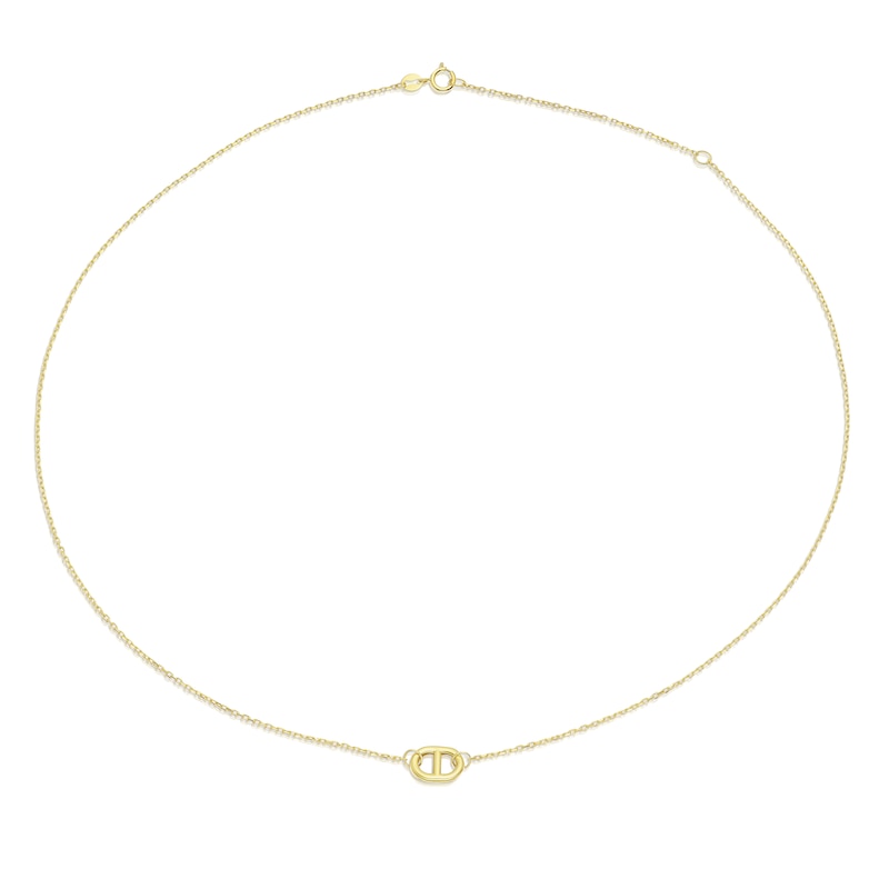 Main Image 2 of 9ct Yellow Gold Puff Mariner Link Necklace