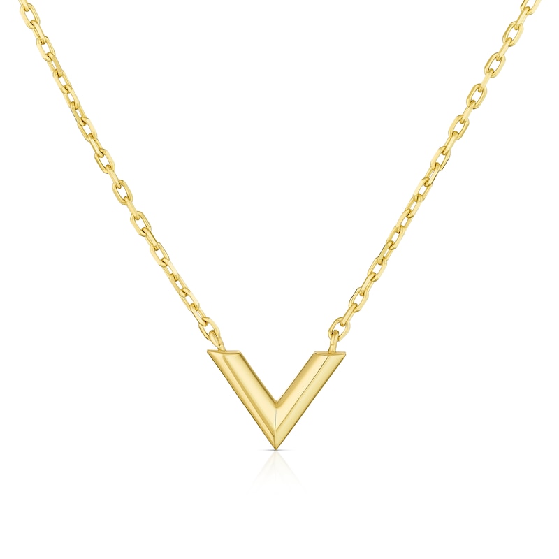 9ct Yellow Gold V Shape Pendant Necklace