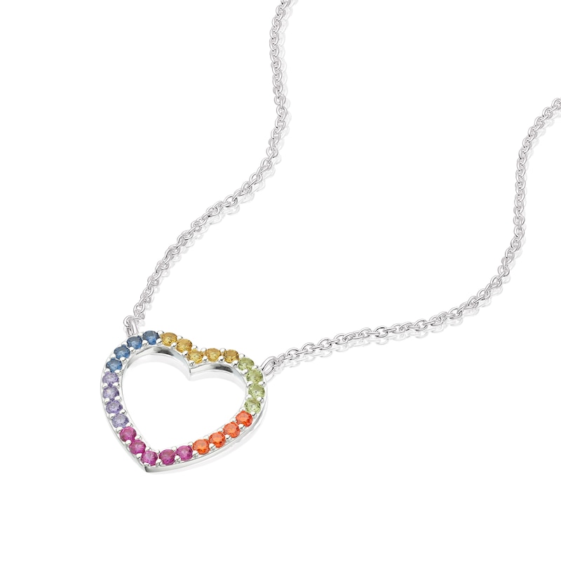 Sterling Silver Cubic Zirconia Open Heart Pendant Necklace
