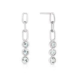 Sterling Silver Chain & Clear Preciosa Crystal Drop Earrings