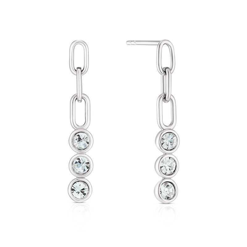 Sterling Silver Chain & Clear Preciosa Crystal Drop Earrings