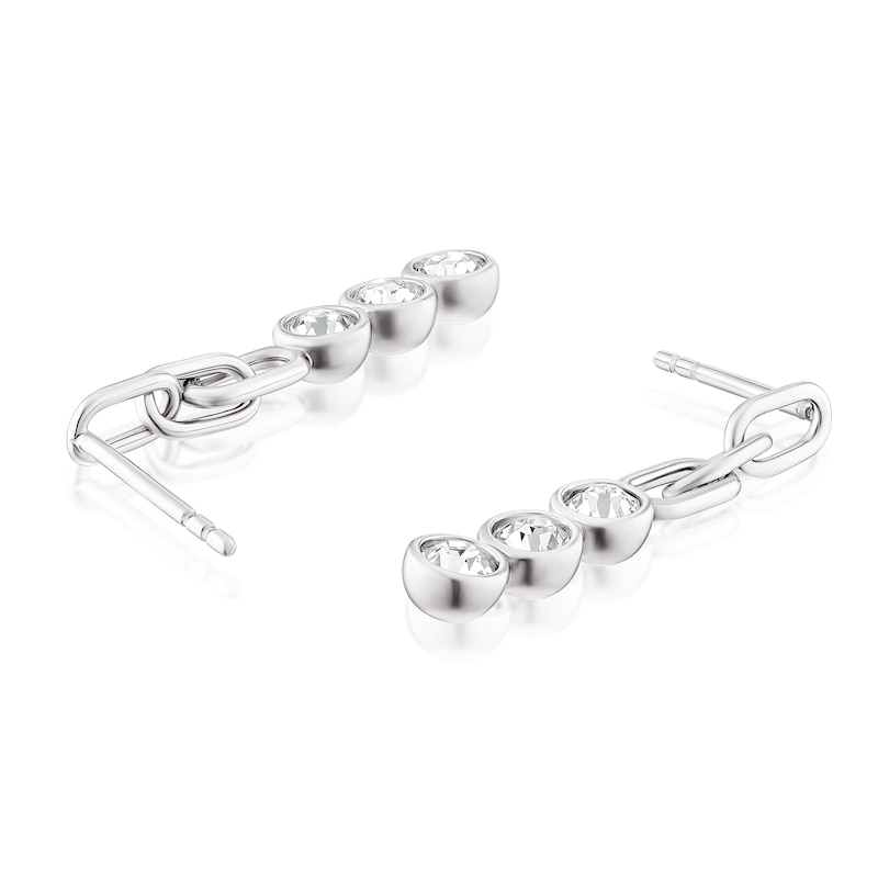 Sterling Silver Chain & Clear Preciosa Crystal Drop Earrings