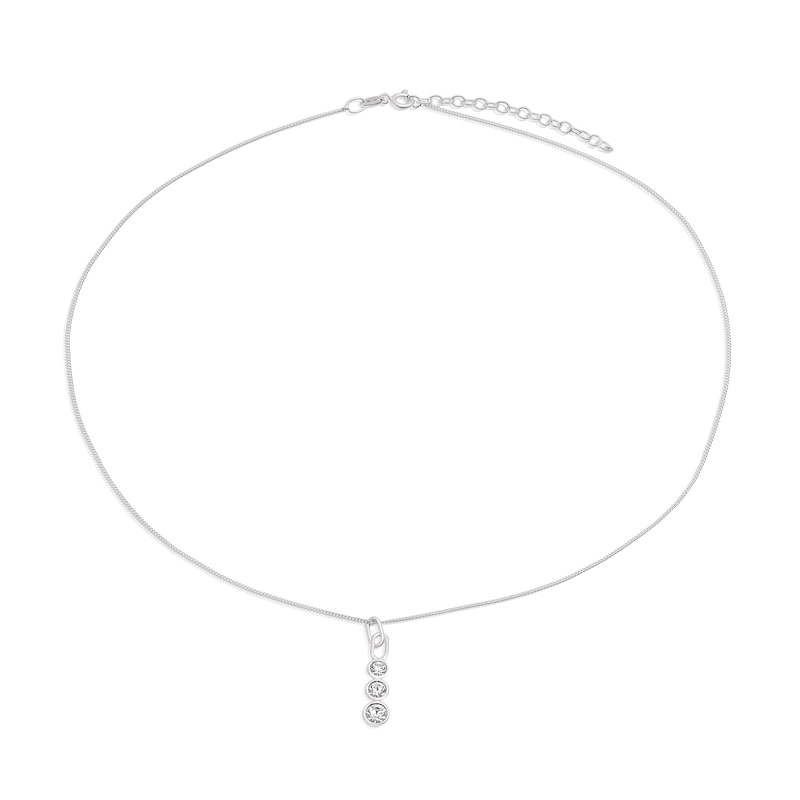 Sterling Silver Clear Preciosa Crystal Drop Pendant & Chain Necklace