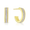 Thumbnail Image 1 of 9ct Yellow Gold Glitter 8mm Half Hoop Earrings