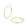 Thumbnail Image 1 of 9ct Two Colour Gold Diamond Cut Medium Hoop Earrings