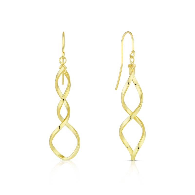 Main Image 1 of 9ct Yellow Gold Twist Drop Earrings