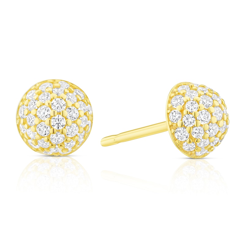 Main Image 1 of 9ct Yellow Gold Cubic Zirconia Dome Stud Earrings