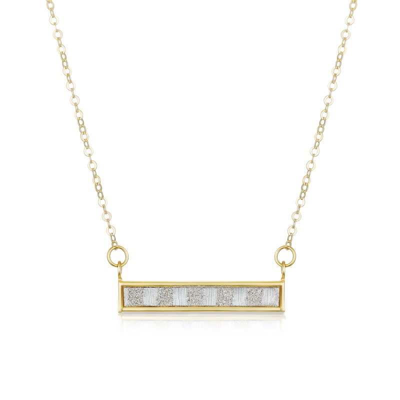 9ct Yellow Gold Glitter Rectangle Pendant Necklace