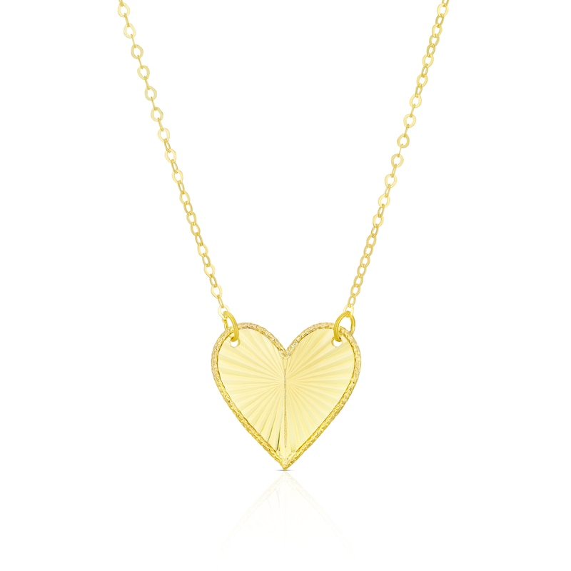 Main Image 1 of 9ct Yellow Gold Diamond Cut Heart Pendant Necklace