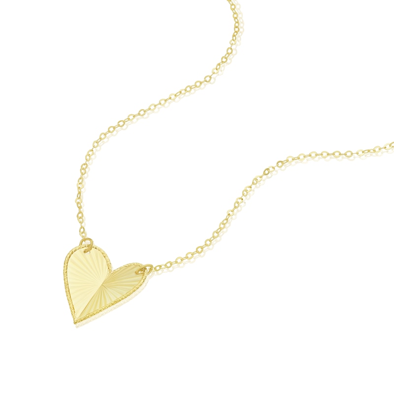 Main Image 2 of 9ct Yellow Gold Diamond Cut Heart Pendant Necklace