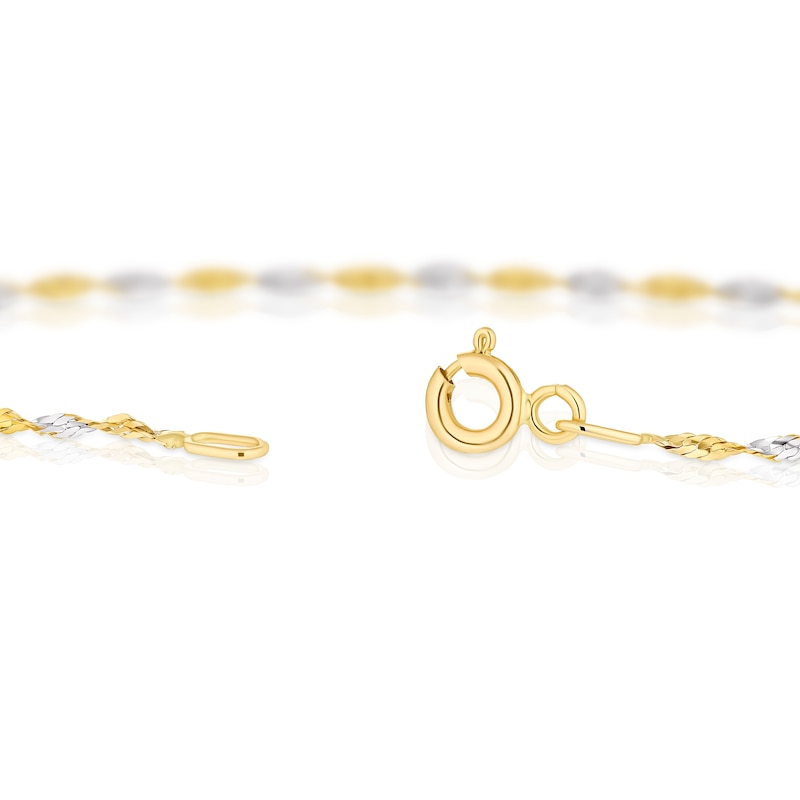 9ct Two Colour Gold Twisted Chain Bracelet