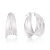 Thumbnail Image 1 of Sterling Silver Textured Concave Graduated 18mm Hoop Earrings