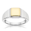 Thumbnail Image 1 of Men's Sterling Silver & 18ct Gold Plated Two Tone Textured Signet Ring