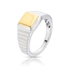 Thumbnail Image 2 of Men's Sterling Silver & 18ct Gold Plated Two Tone Textured Signet Ring