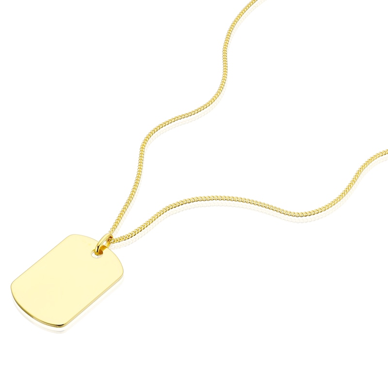 Main Image 2 of Men's Sterling Silver & 18ct Gold Plated Vermeil Dog Tag Pendant Necklace