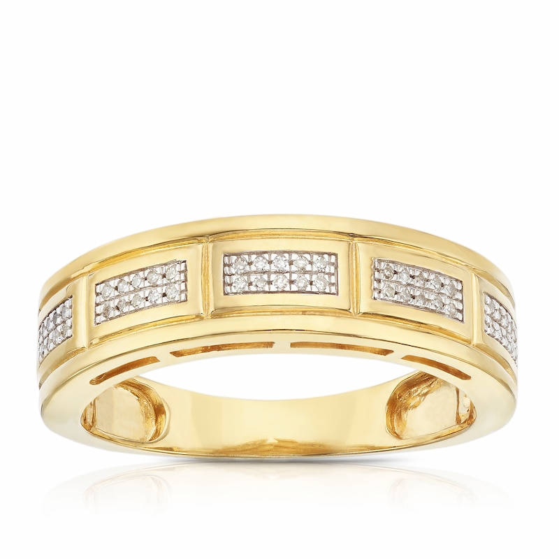 Men's Sterling Silver & 18ct Gold Plated Vermeil 0.10ct Diamond Ring