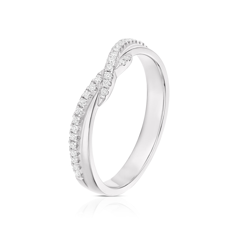 9ct White Gold Twist 0.17ct Diamond Wishbone Wedding Ring