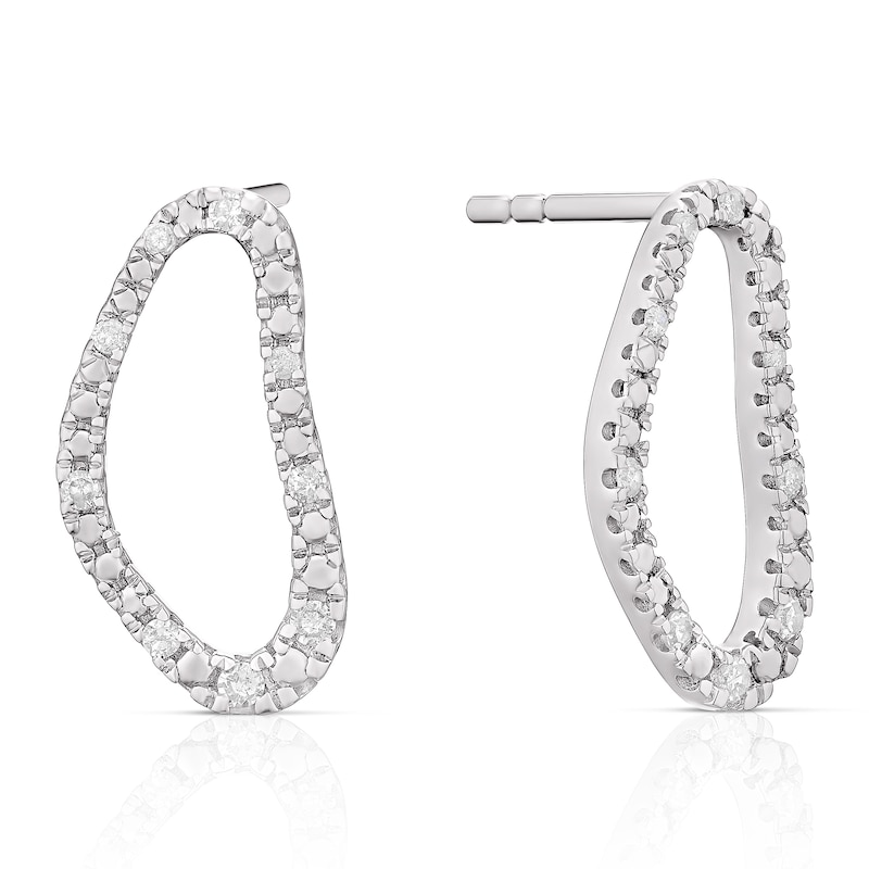 Sterling Silver 0.10ct Diamond Fancy Shape Drop Earrings