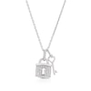 Thumbnail Image 1 of Sterling Silver Diamond Padlock and Key Pendant Necklace