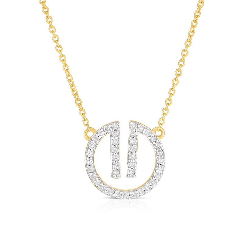 Sterling Silver & 18ct Yellow Gold Plated Vermeil 0.19ct Diamond Pendant Necklace