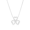 Thumbnail Image 1 of Sterling Silver 0.20ct Diamond 3 Heart Clover Pendant Necklace