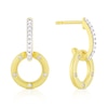 Thumbnail Image 1 of Sterling Silver & 18ct Yellow Gold Plated Vermeil Diamond Interlocking Circle Drop Earrings