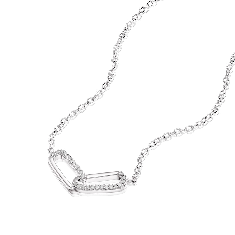 Main Image 2 of Sterling Silver Diamond Interlocking Link Pendant Necklace