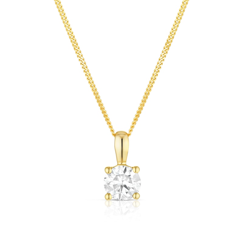 Main Image 1 of 9ct Yellow Gold 0.50ct Diamond Solitaire 18 Inch Pendant Necklace