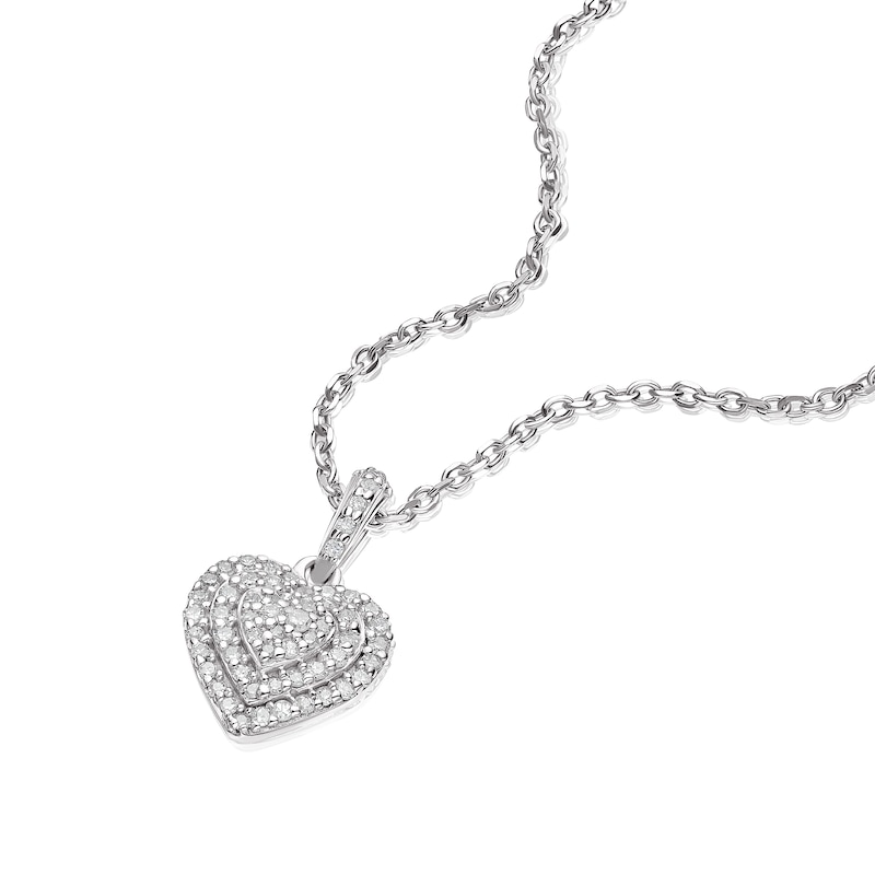 Sterling Silver 0.10ct Diamond Heart Pendant Necklace