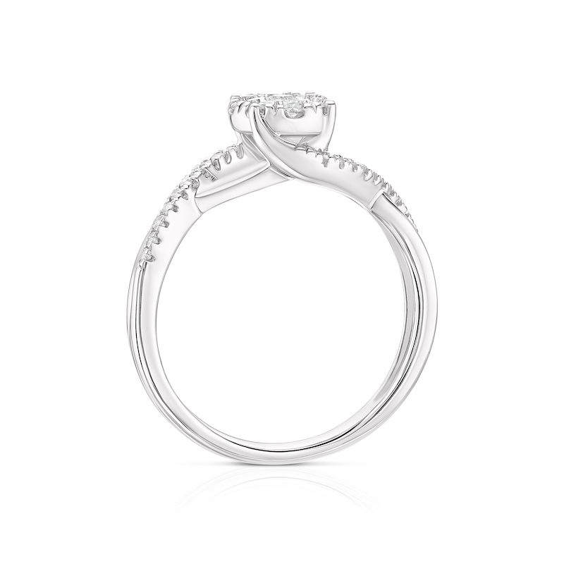 Main Image 3 of 9ct White Gold 0.25ct Diamond Twist Cluster Solitaire Ring