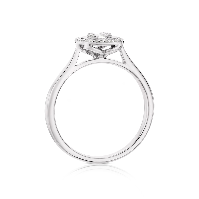 Main Image 3 of 9ct White Gold 0.10ct Diamond Illusion Cluster Solitaire Ring