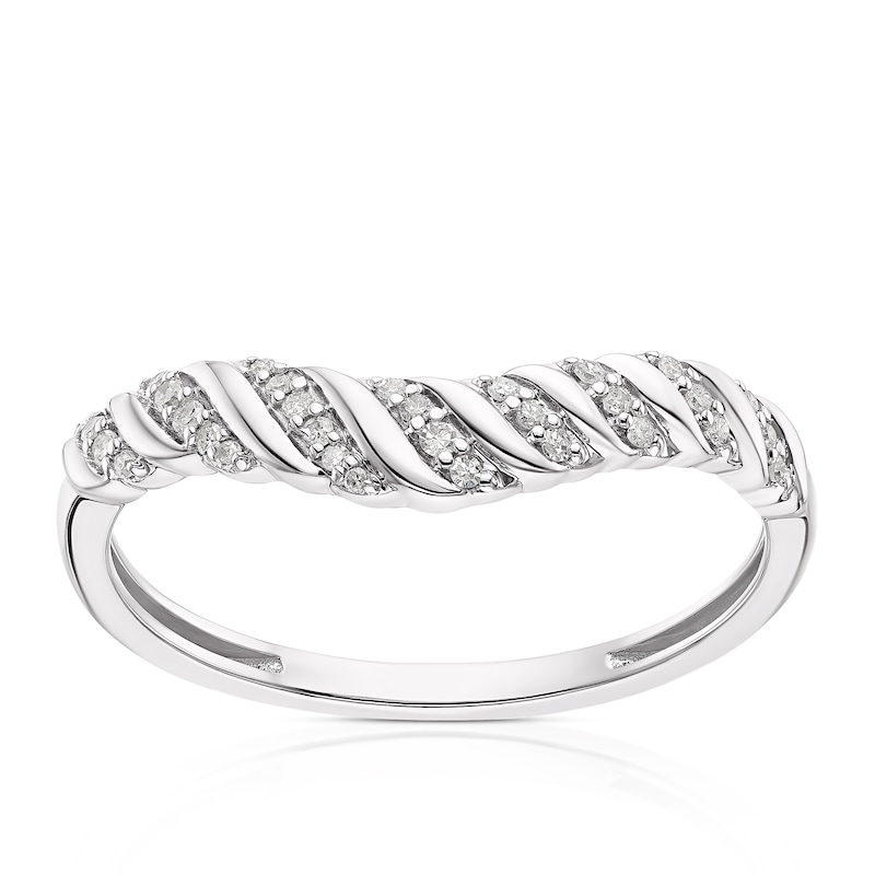 Main Image 1 of 9ct White Gold Diamond Twisted Shaped Ring