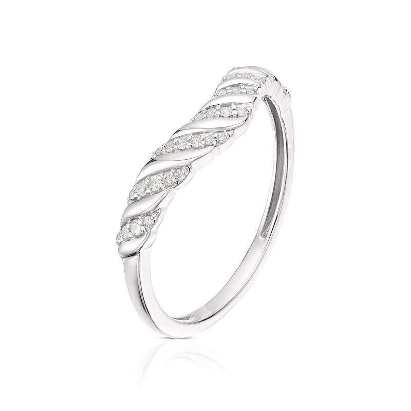 Main Image 2 of 9ct White Gold Diamond Twisted Shaped Ring