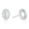 Thumbnail Image 1 of Sterling Silver Oval Aquamarine & Diamond Halo Earrings