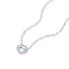 Thumbnail Image 1 of Sterling Silver Oval Aquamarine & Diamond Halo Pendant Necklace