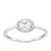 Thumbnail Image 1 of Sterling Silver Oval Aquamarine & Diamond Halo Ring