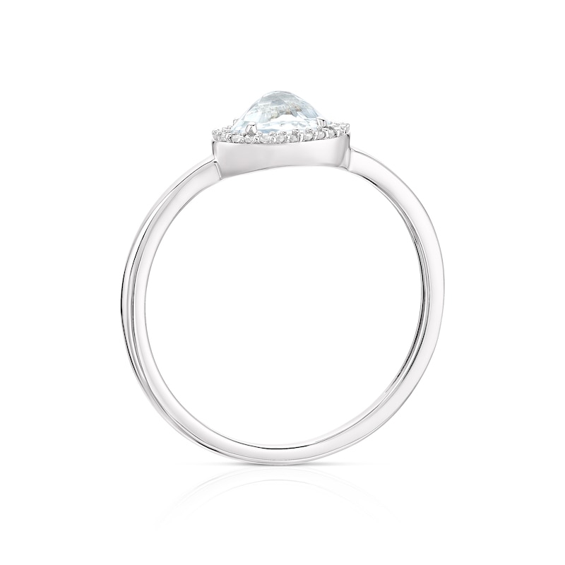 Main Image 3 of Sterling Silver Oval Aquamarine & Diamond Halo Ring