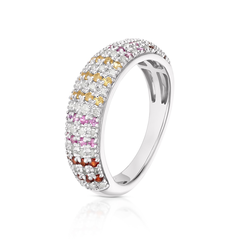 Main Image 2 of Sterling Silver Multi-Stone & 0.33ct Diamond Ring