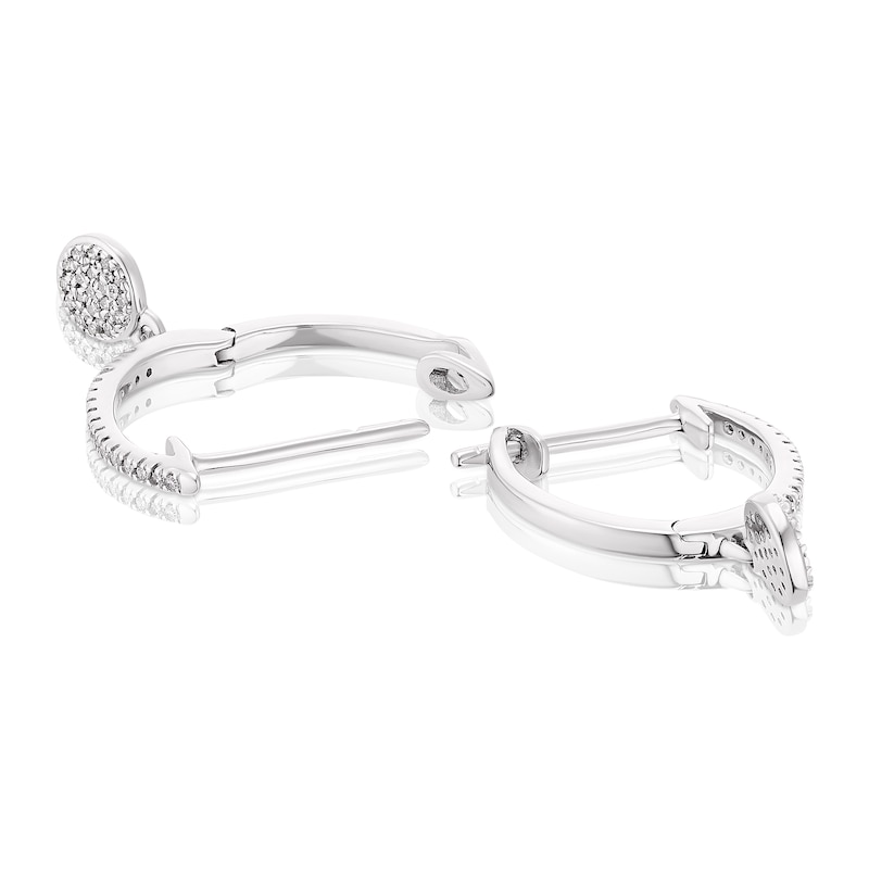 Main Image 2 of 9ct White Gold 0.08ct Total Diamond Drop Hoop Earrings