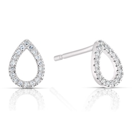 9ct White Gold 0.07ct Total Diamond Pear Stud Earrings