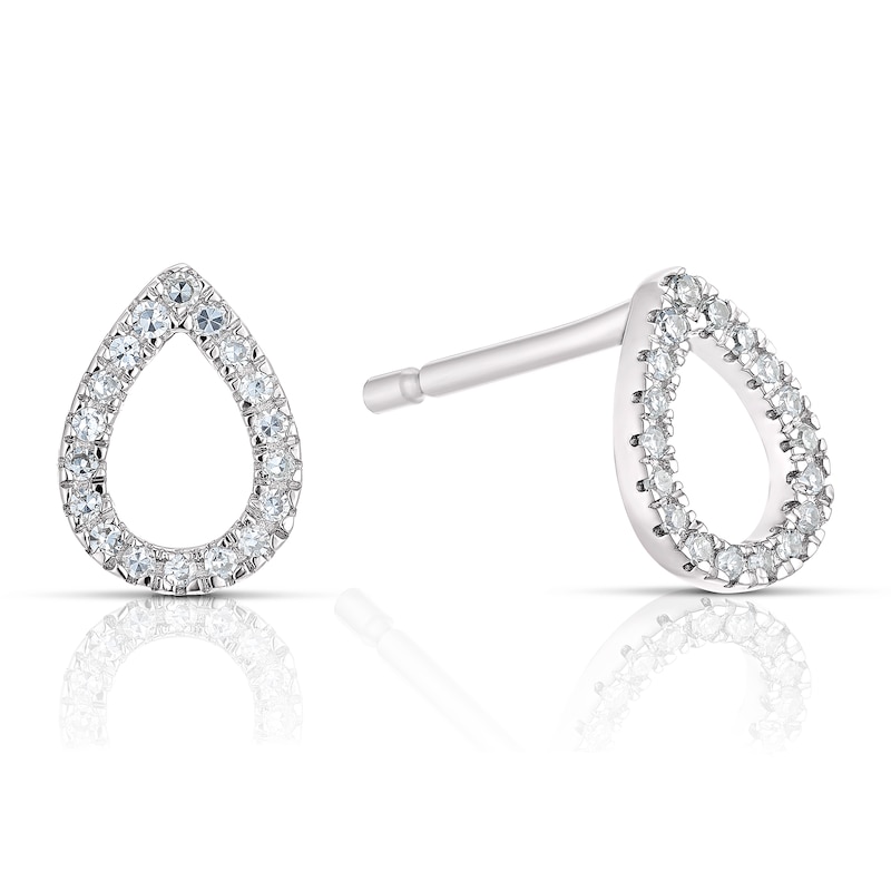 Main Image 1 of 9ct White Gold 0.07ct Total Diamond Pear Stud Earrings