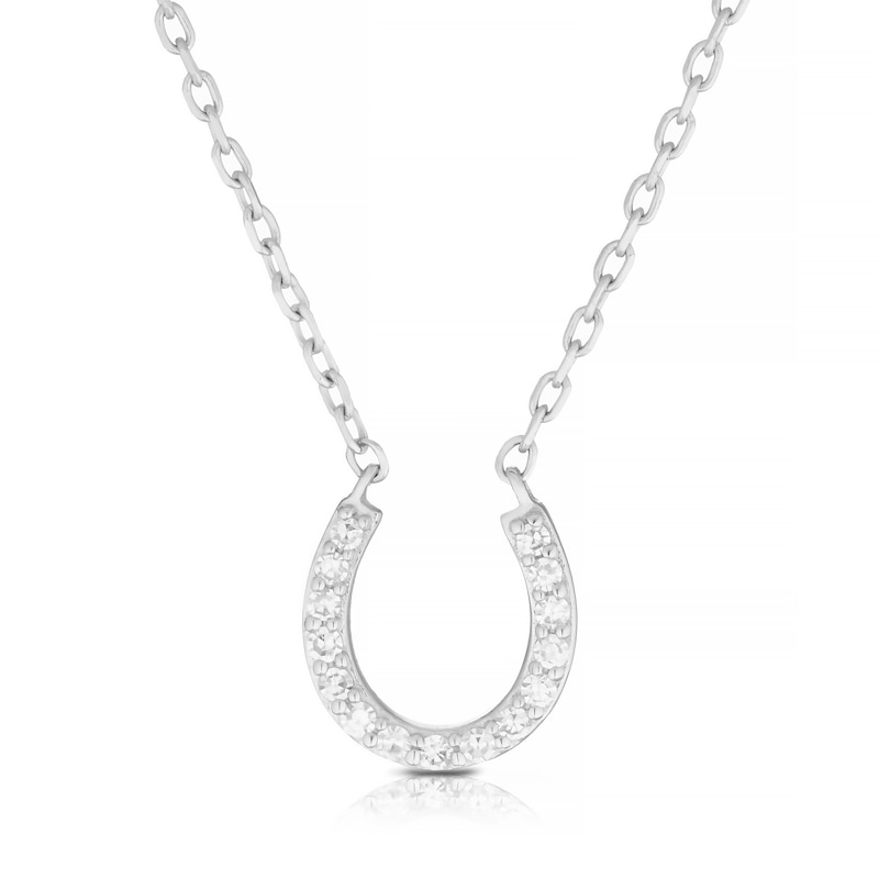 Main Image 1 of 9ct White Gold Diamond Horseshoe Pendant