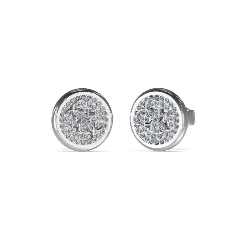 Main Image 1 of Guess Silver Tone Pavé Set Crystal Coin 12mm Stud Earrings